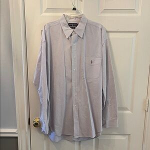 Ralph Lauren Blue and White Striped Button Down Shirt